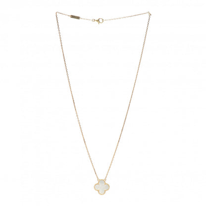 Van Cleef & Arpels 18K Yellow Gold Mother of Pearl Vintage Alhambra Pendant Necklace 3 of 5