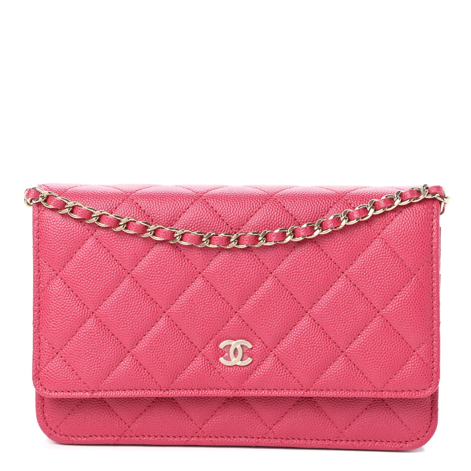 Chanel Caviar Quilted Wallet on Chain WOC Fuchsia 1 of 11