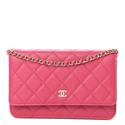 Chanel Caviar Quilted Wallet on Chain WOC Fuchsia 1 of 11