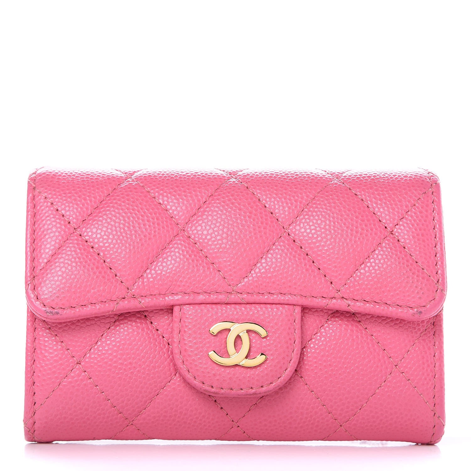 Chanel Caviar Quilted Flap Card Holder Pink 2 of 22