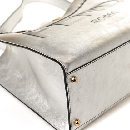 Fendi Vitello Catalan Mirror Plexiglass Logo Embossed Medium Fendi Sunshine Shopper Tote Argento 12 of 13