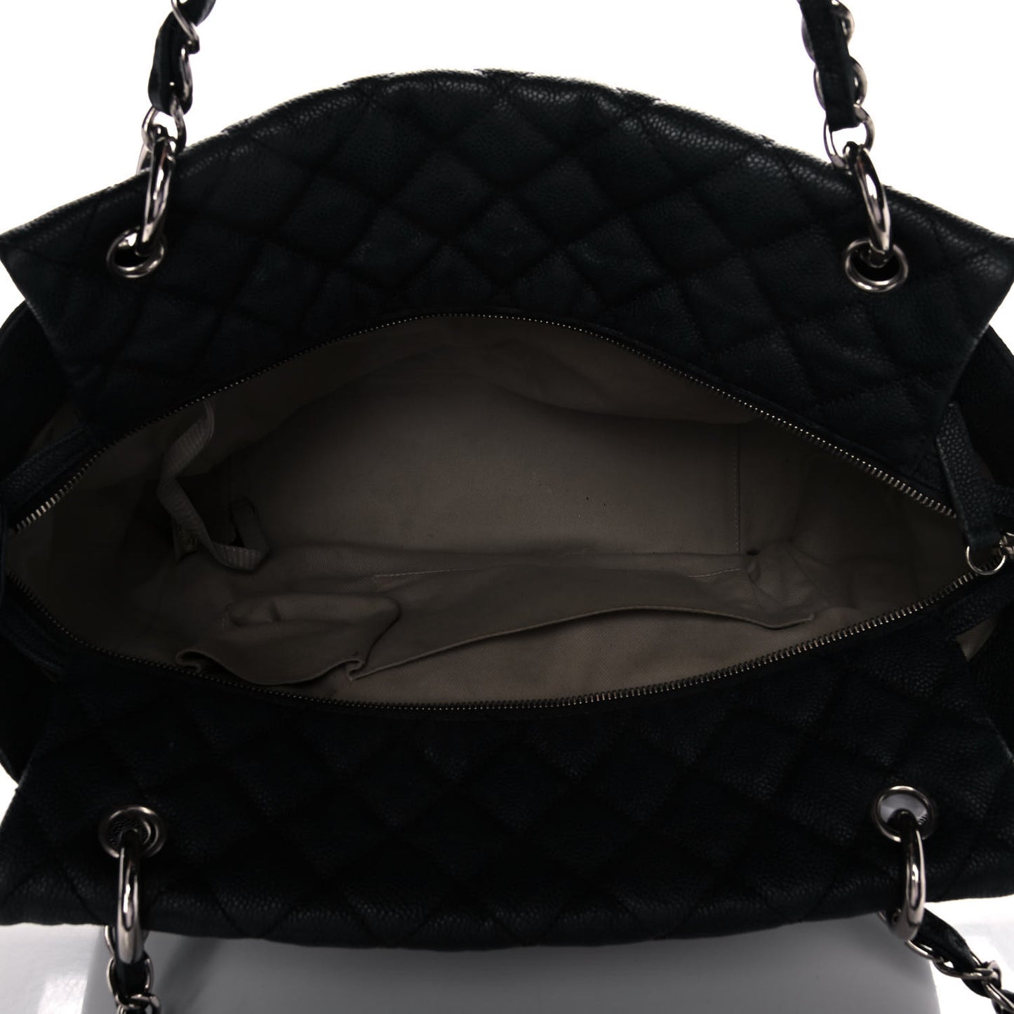 Caviar Quilted Easy Zip Flap Tote Black