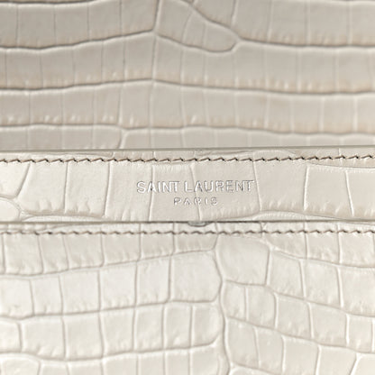 Saint Laurent Calfskin Crocodile Embossed Medium Monogram Sunset Blanc Vintage 7 of 16