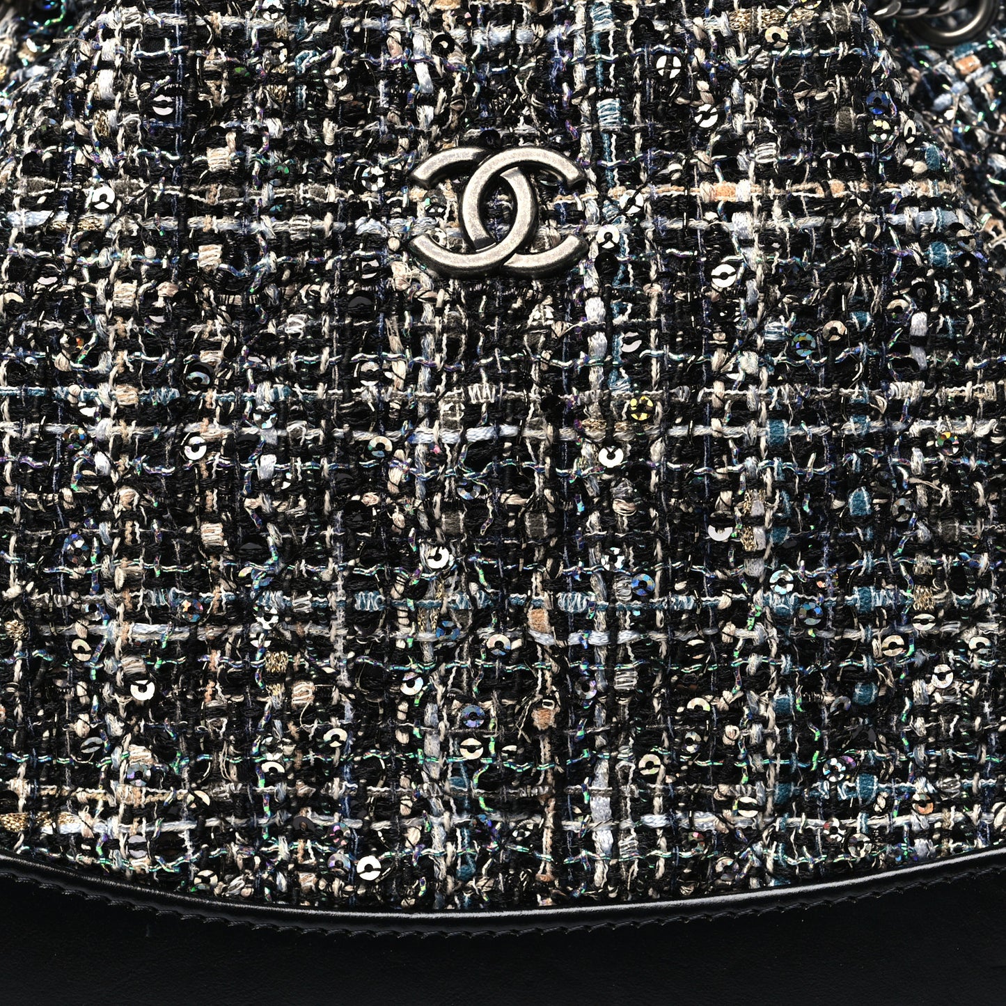 Tweed Calfskin Quilted Gabrielle Backpack Black Multicolor
