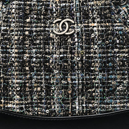 Chanel Tweed Calfskin Quilted Gabrielle Backpack Black Multicolor 8 of 10