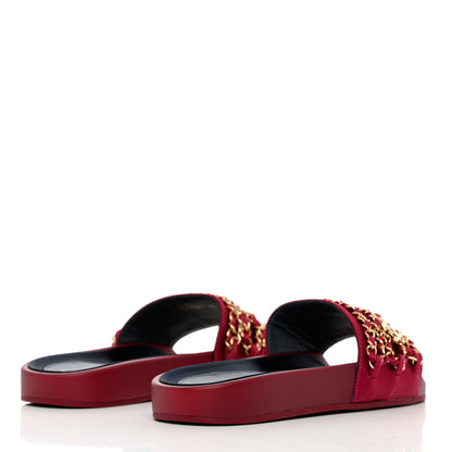 Chanel Satin Chain Flat Sandals 36 Dark Fuchsia 4 of 9