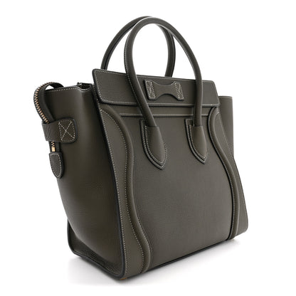 Celine Drummed Calfskin Micro Luggage Souris 3 of 10