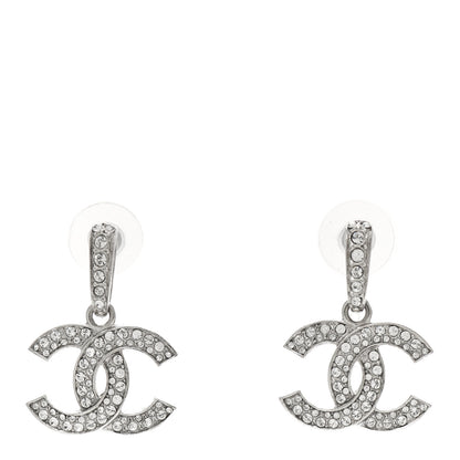 Chanel Crystal CC Drop Earrings Silver 1 of 4