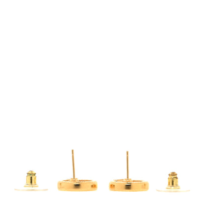 Chanel Metal Crystal Textured CC Round Earrings Gold 3 of 4
