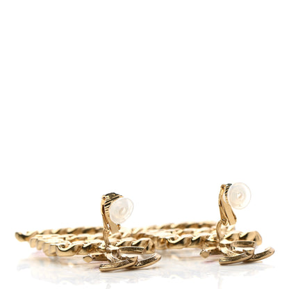 Chanel Pearl Crystal Chain CC No 5 Drop Earrings Gold Pink Red Orange 3 of 5
