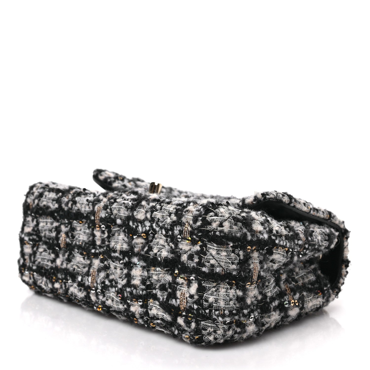 Chanel Glittered Tweed Quilted Mini Rectangular Flap Navy Blue 8 of 9