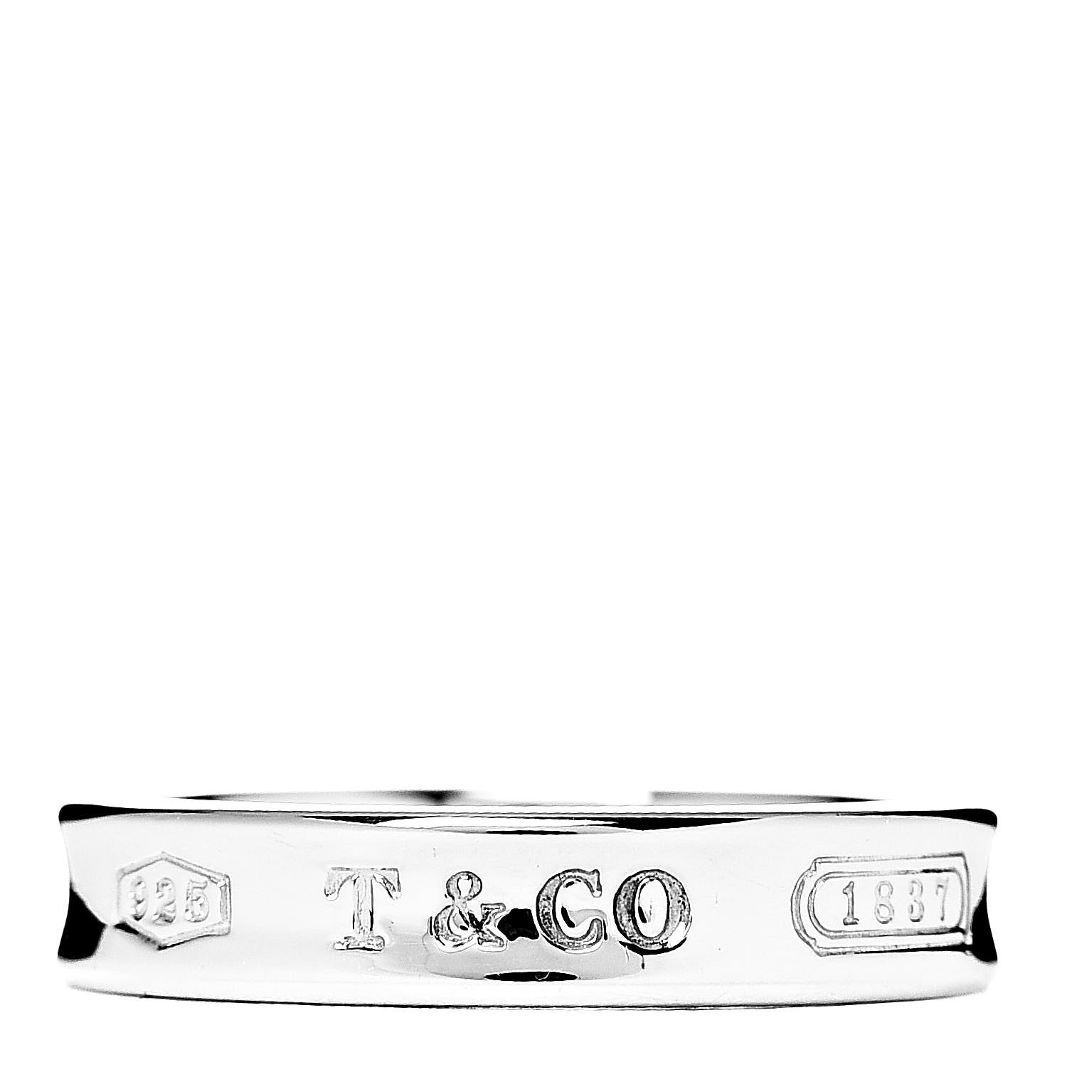 Tiffany Sterling Silver Narrow 1837 Band Ring 47 4.25 1 of 5