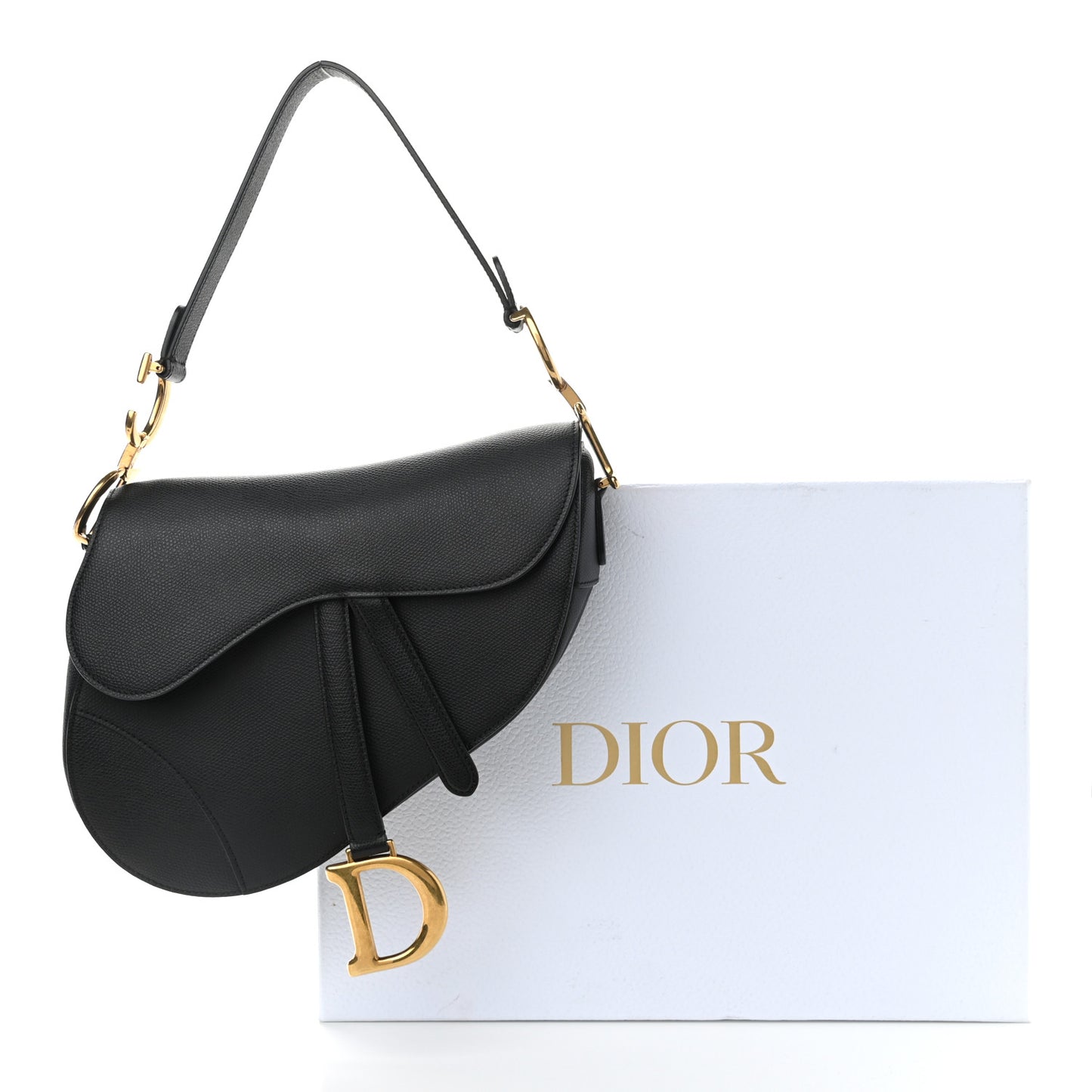 Grained Calfskin Saddle Bag Black