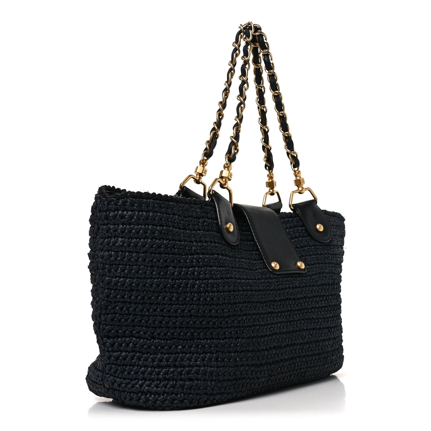 Straw Raffia Tote Black
