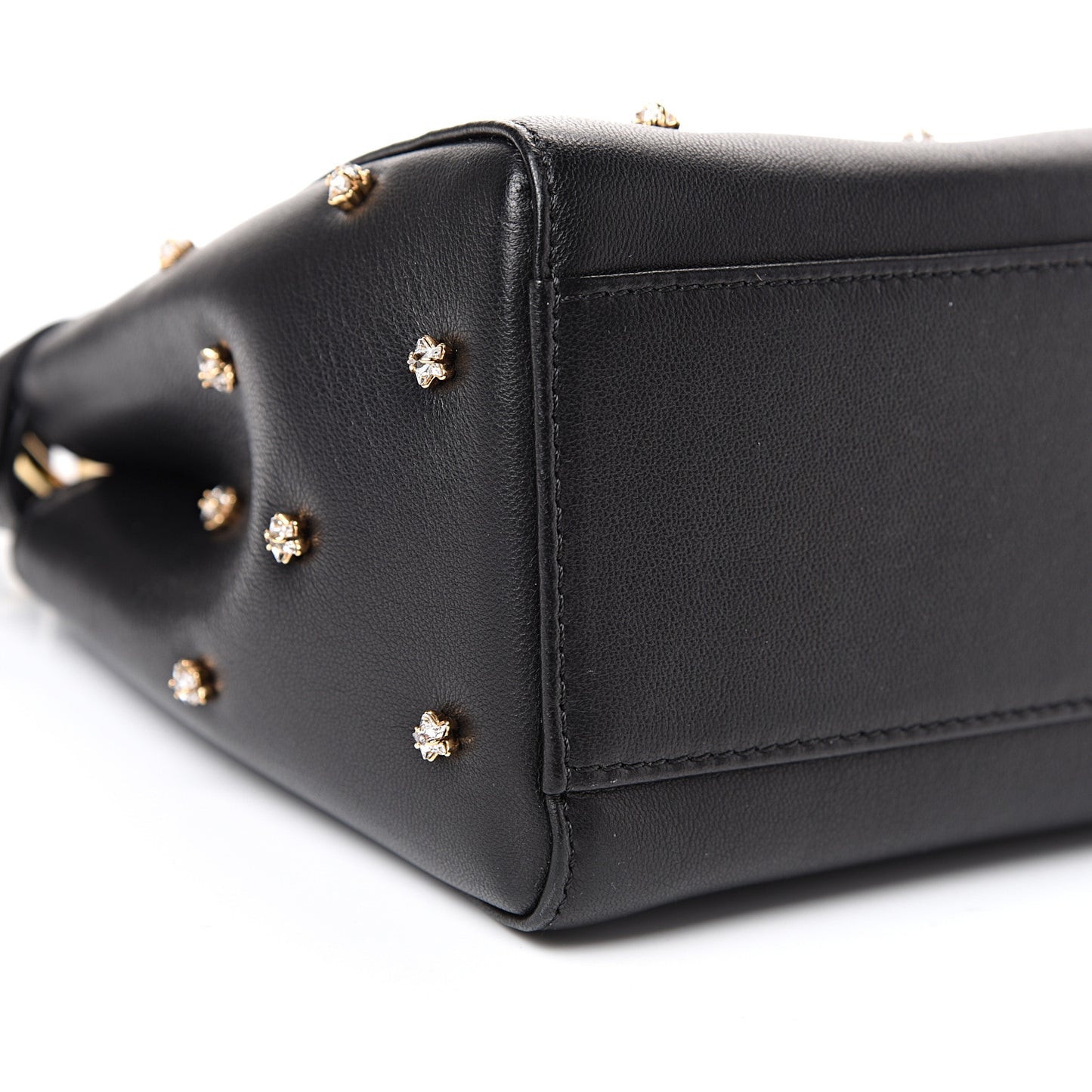 Nappa Crystal Studded XS Peekaboo Iconic Satchel Black