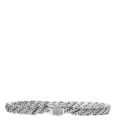 John Hardy Sterling Silver Diamond 5.5mm Twisted Chain Bracelet 1 of 6