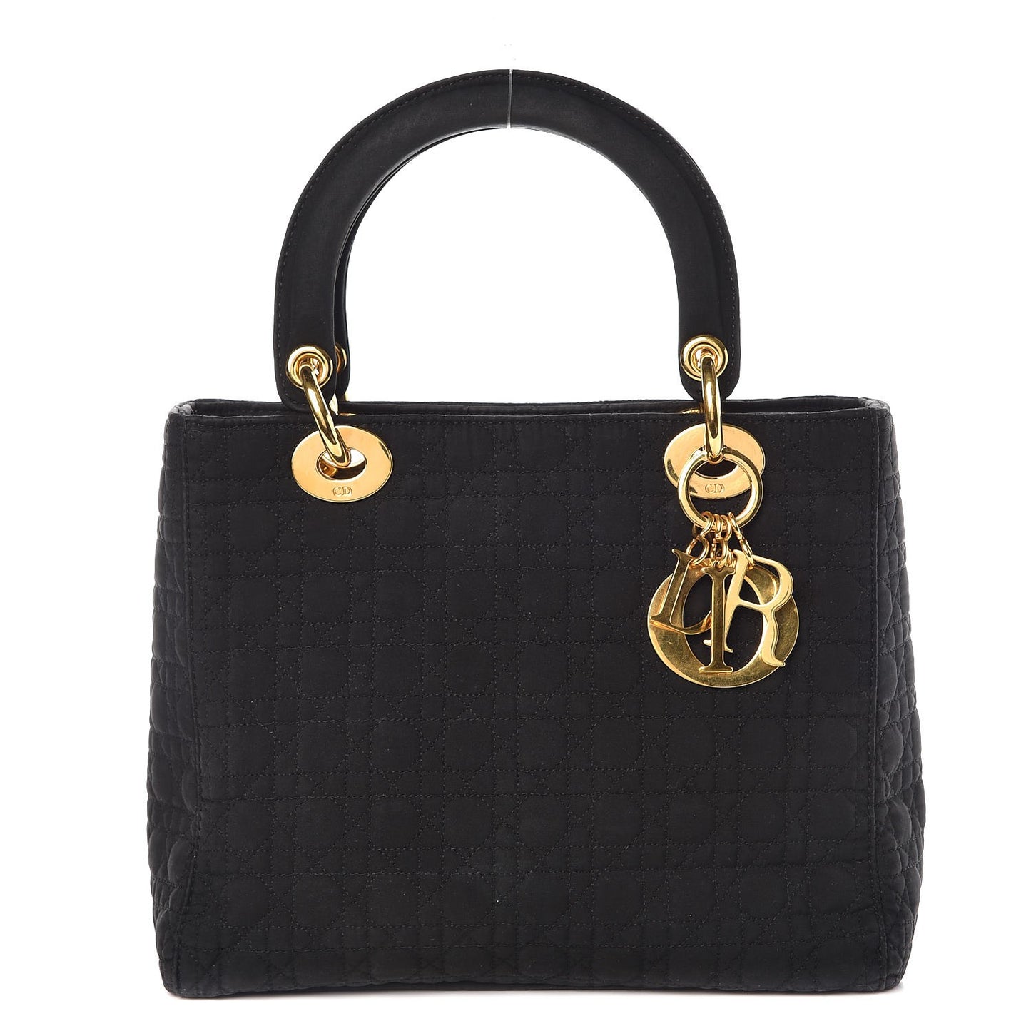 Nylon Cannage Medium Lady Dior Black