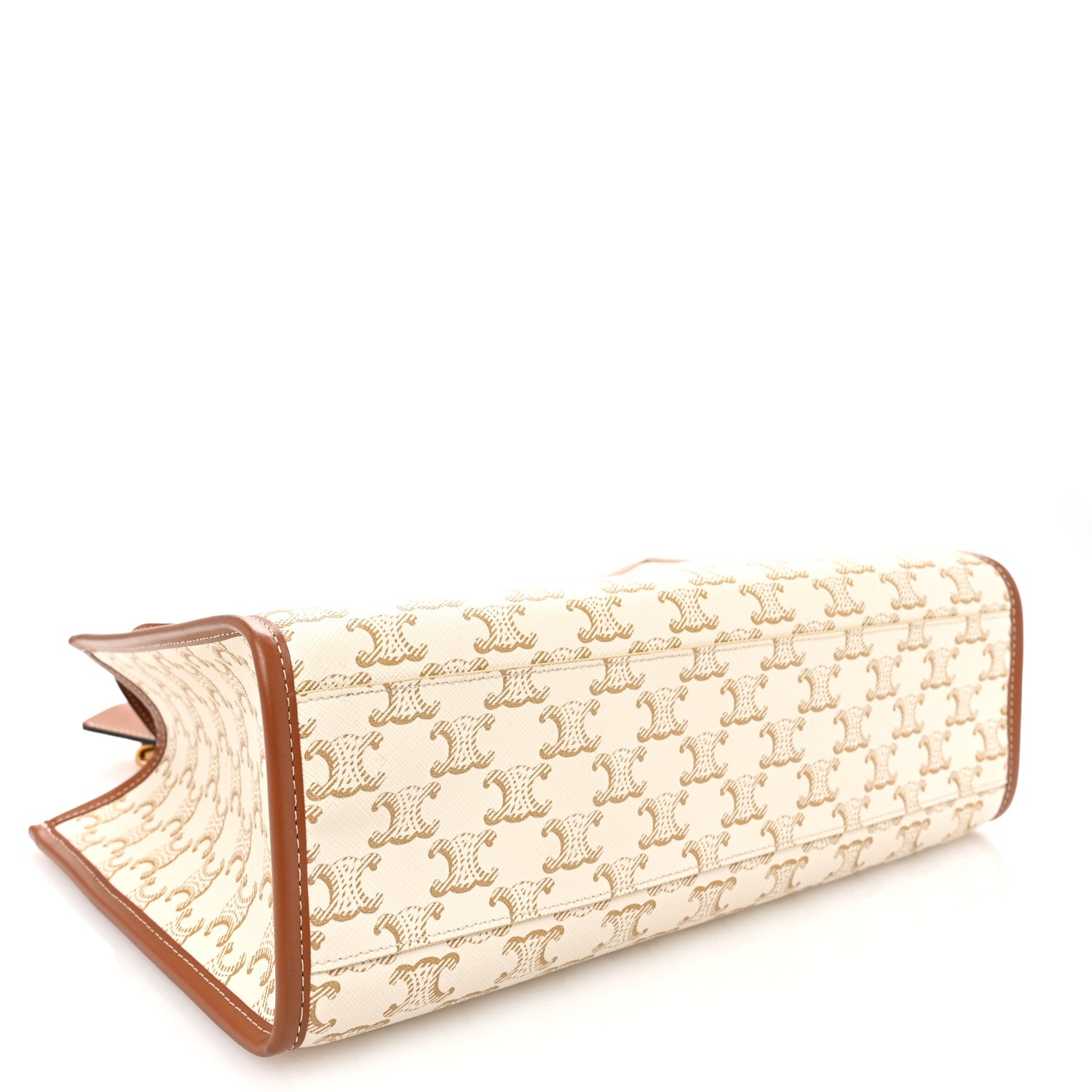 Celine Triomphe Canvas Calfskin Mini Horizontal Cabas White 4 of 12