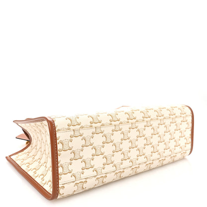 Celine Triomphe Canvas Calfskin Mini Horizontal Cabas White 4 of 12