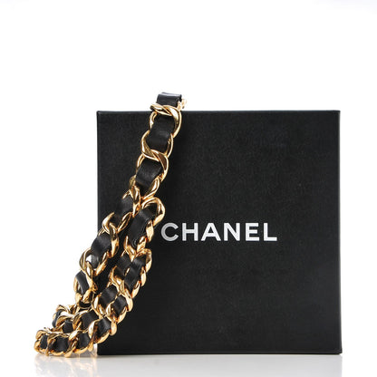 Chanel Lambskin Chain Necklace Gold Black 7 of 7