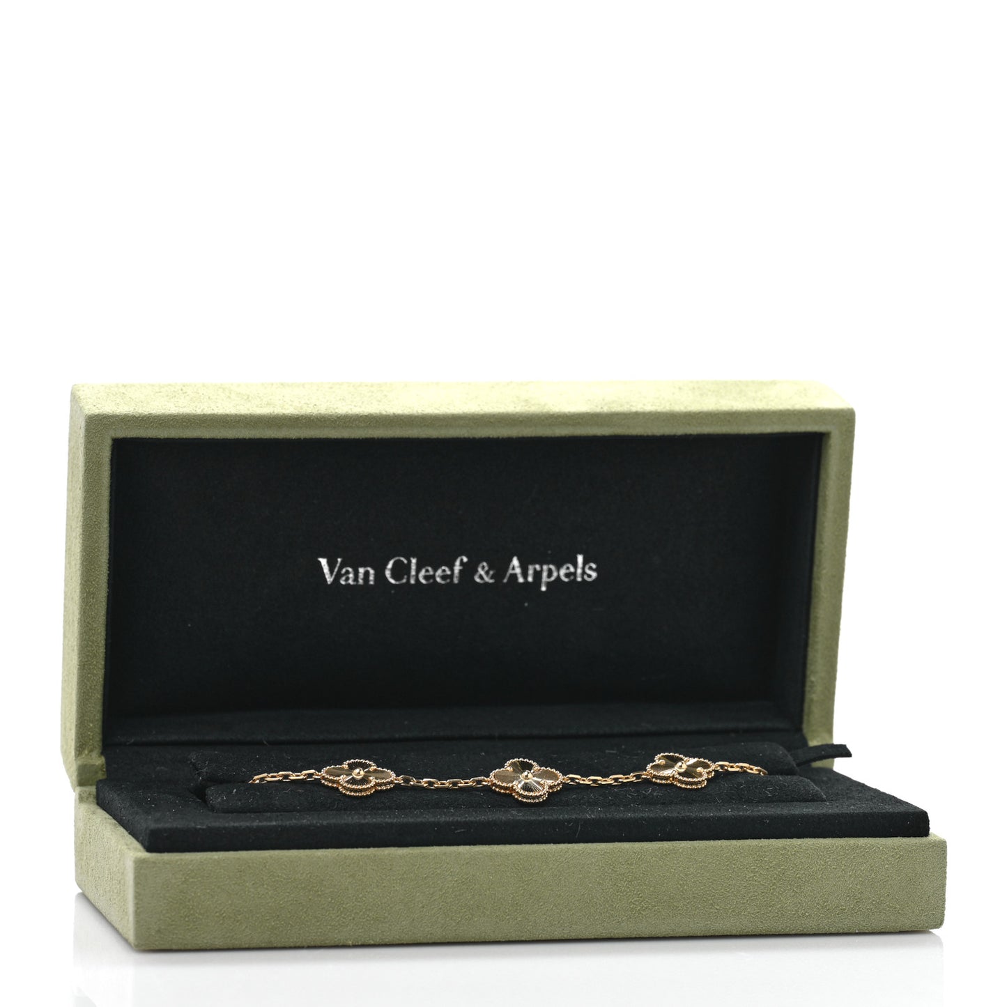 18K Yellow Gold 5 Motifs Guilloche Vintage Alhambra Bracelet