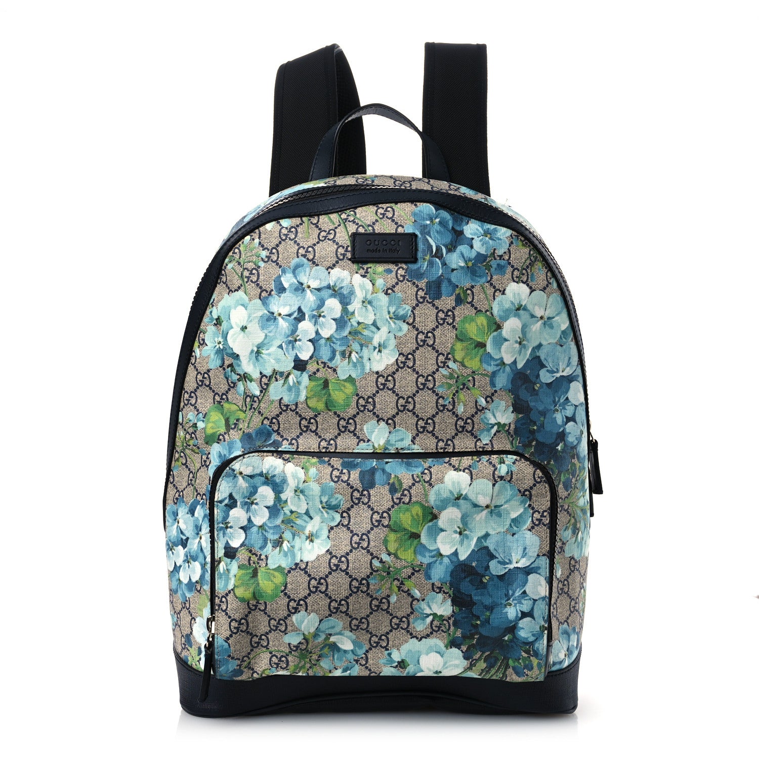 Gucci GG Supreme Monogram Blooms Medium Day Backpack Beige Blue Navy 1 of 11
