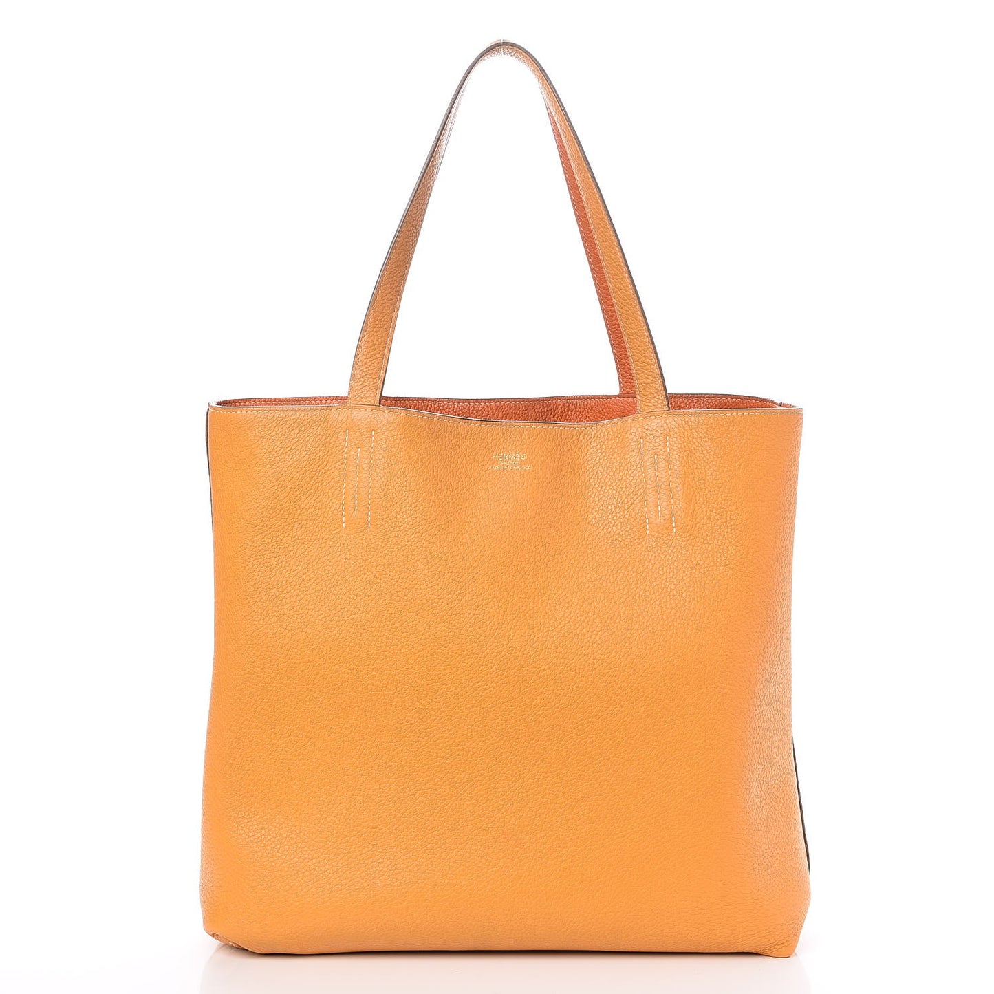 Taurillon Clemence Double Sens 36 Reversible Tote Orange Curry