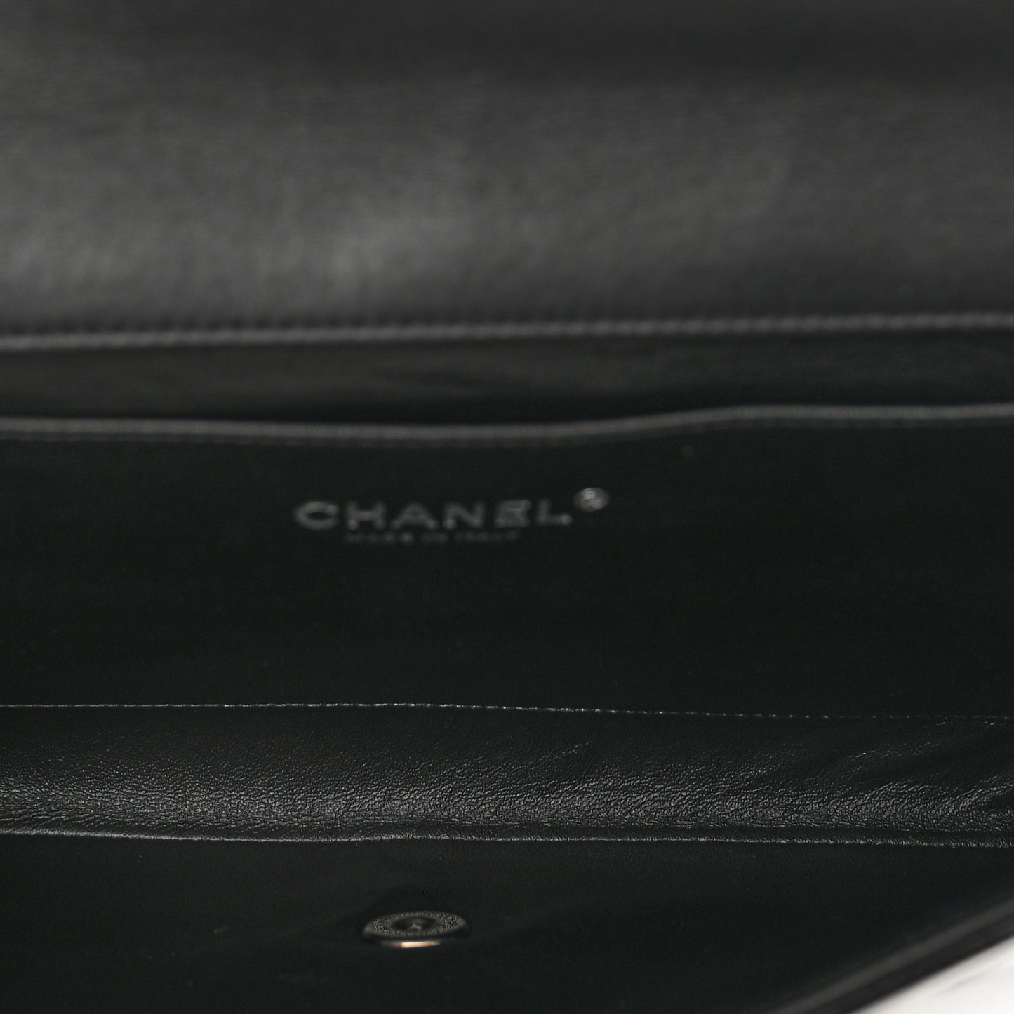 Patent Quilted Clutch with Chain Flap Black