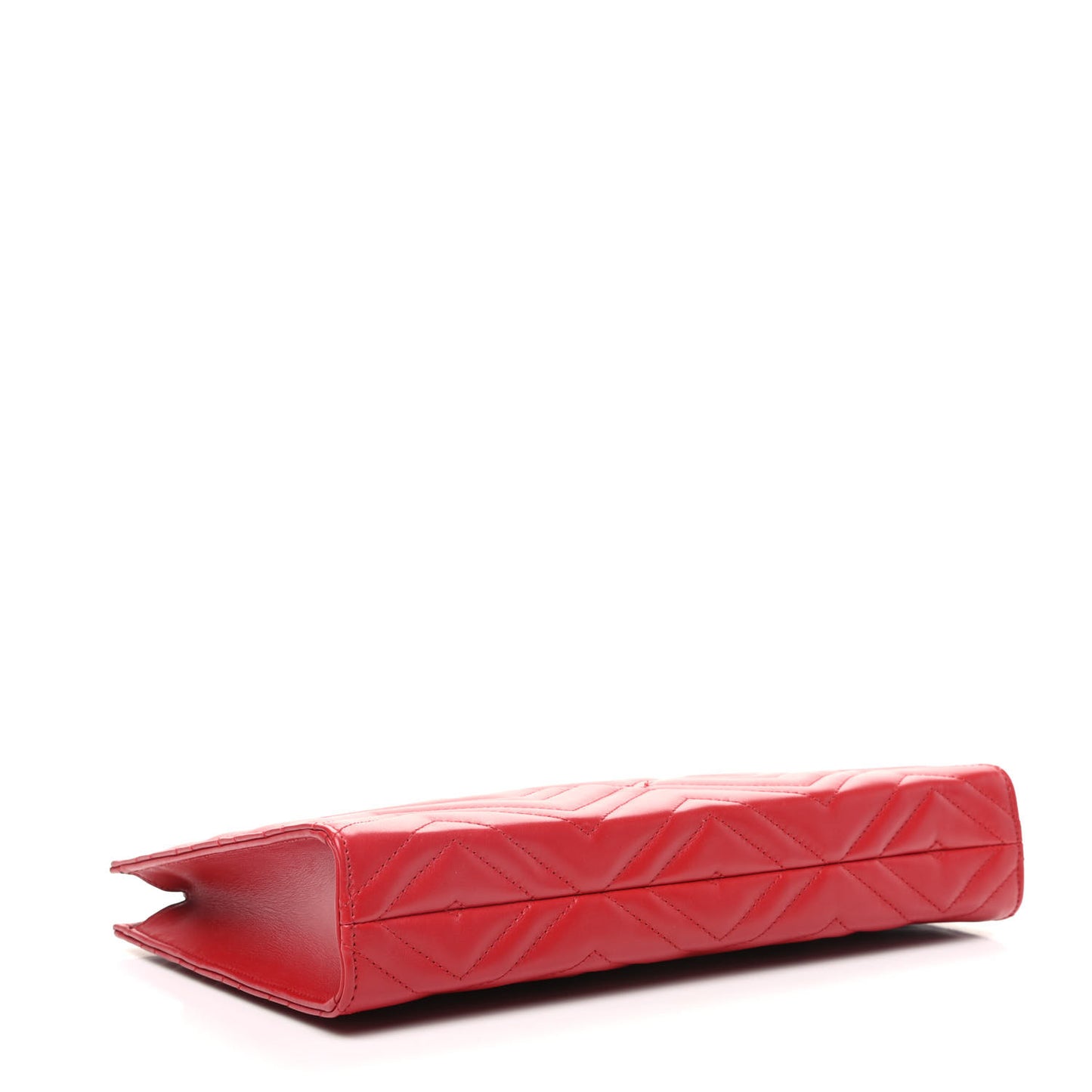 Calfskin Matelasse Chevron Heart GG Marmont Clutch Hibiscus Red