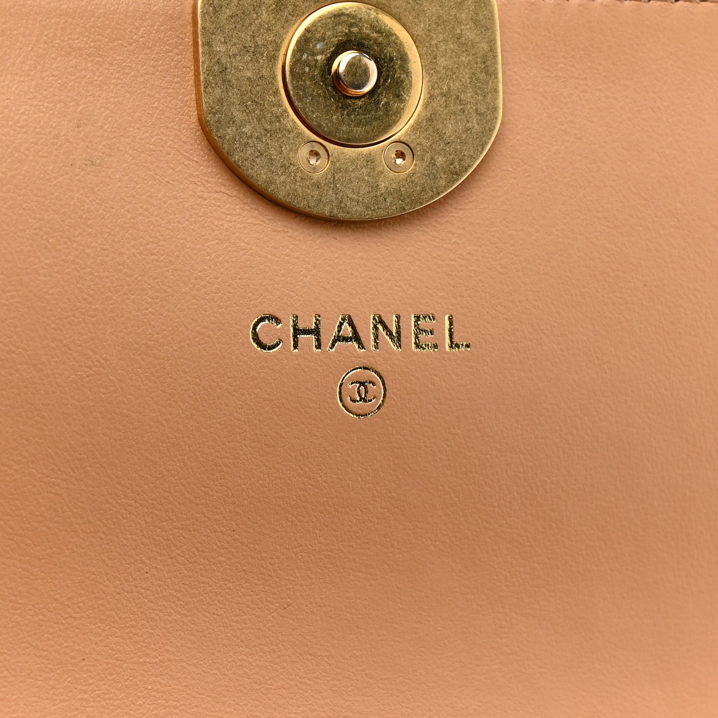 Crumpled Calfskin Quilted Braided CC Flap Beige