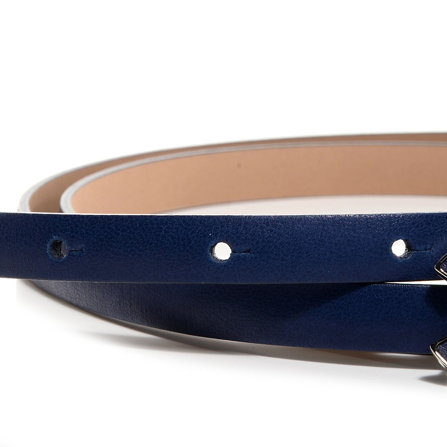 Leather CC Logo Skinny Belt 85 34 Navy Blue