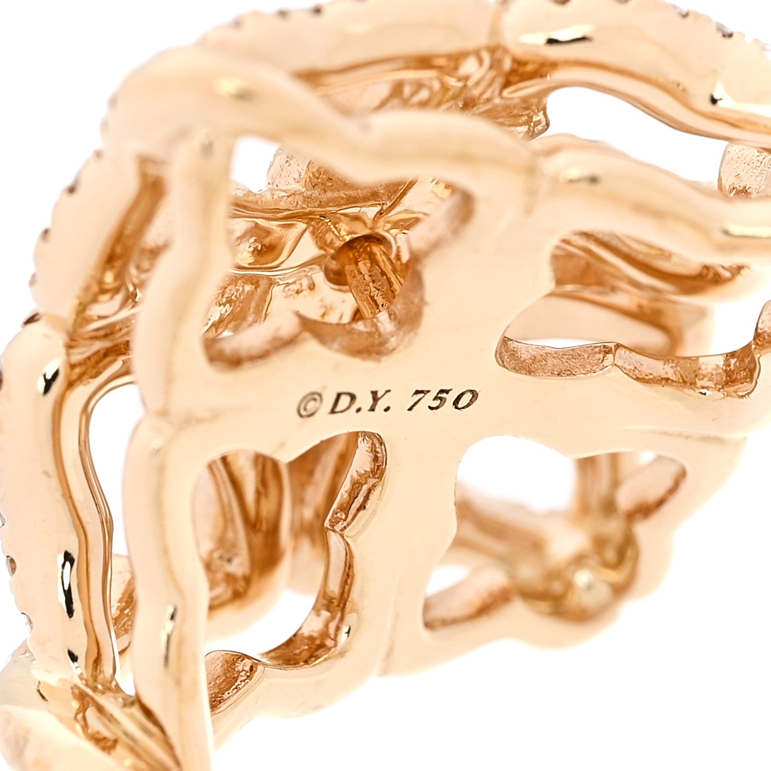 David Yurman 18K Yellow Gold Diamond 20mm Quatrefoil Cable Ring 51 5.75 4 of 4