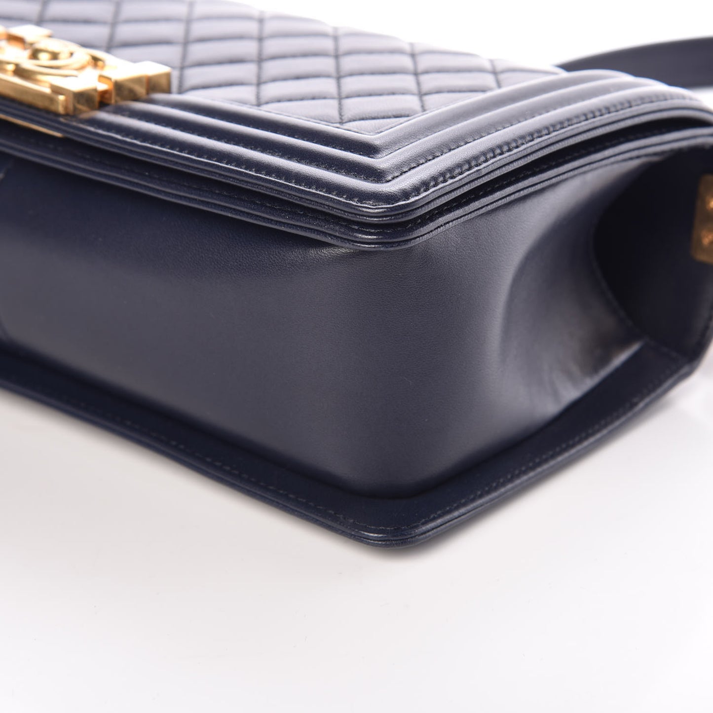 Lambskin Quilted Medium Boy Flap Dark Navy