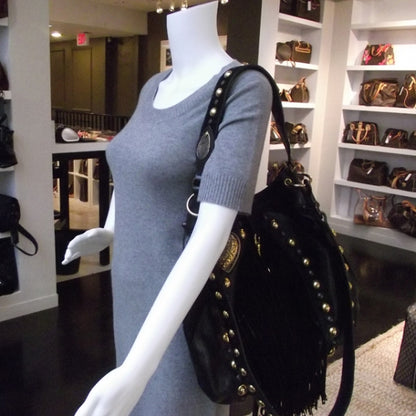 Gucci Leather Suede Fringe Babouska Hobo Black 2 of 11