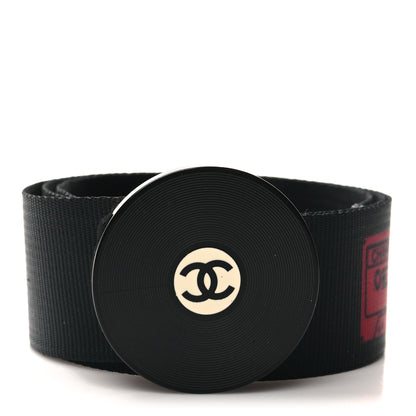 Chanel Canvas CC Logo Record Belt 70 28 70 28 Black Red 1 of 5