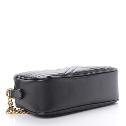 Gucci Calfskin Matelasse Small GG Marmont Chain Shoulder Bag Black 4 of 10
