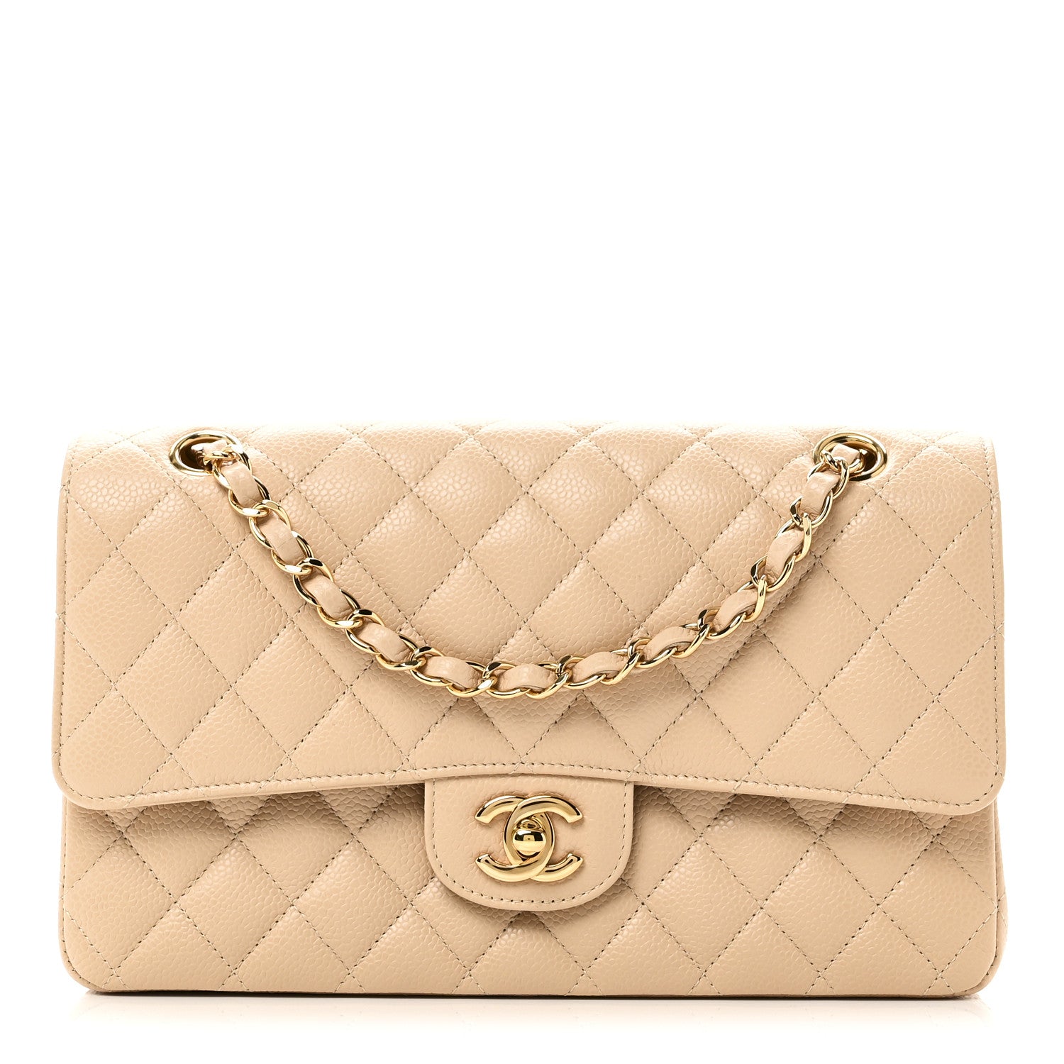Chanel Caviar Quilted Medium Double Flap Beige 1 of 10