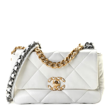Chanel Goatskin Quilted Medium Chanel 19 Flap White 1 of 9