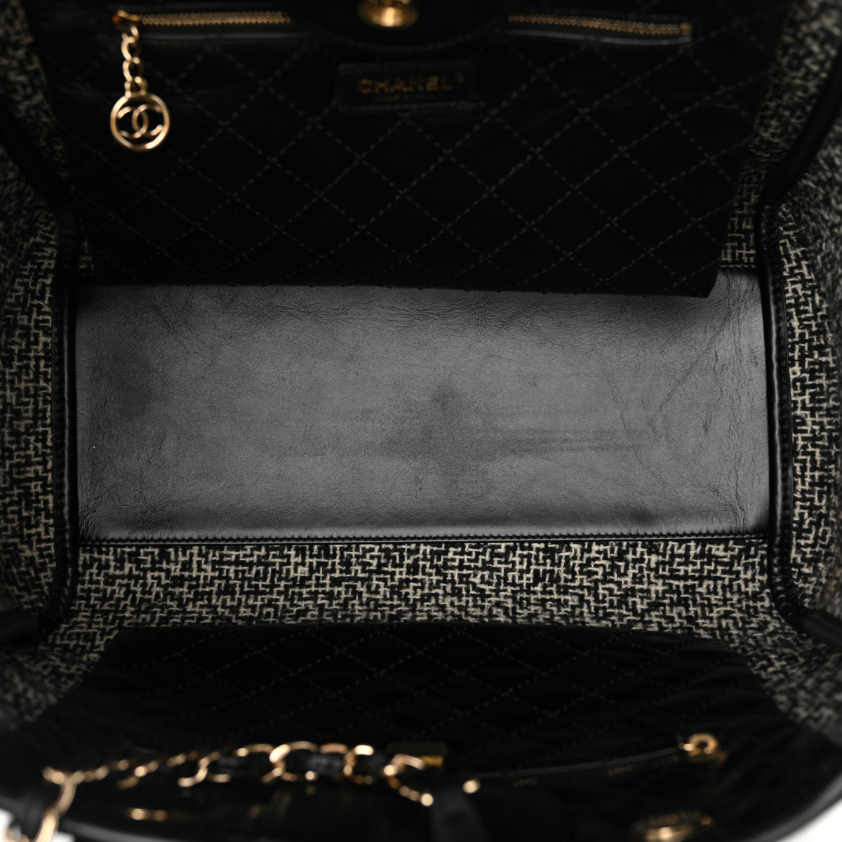 Calfskin Tweed Medium Deauville Tote Black Multicolor