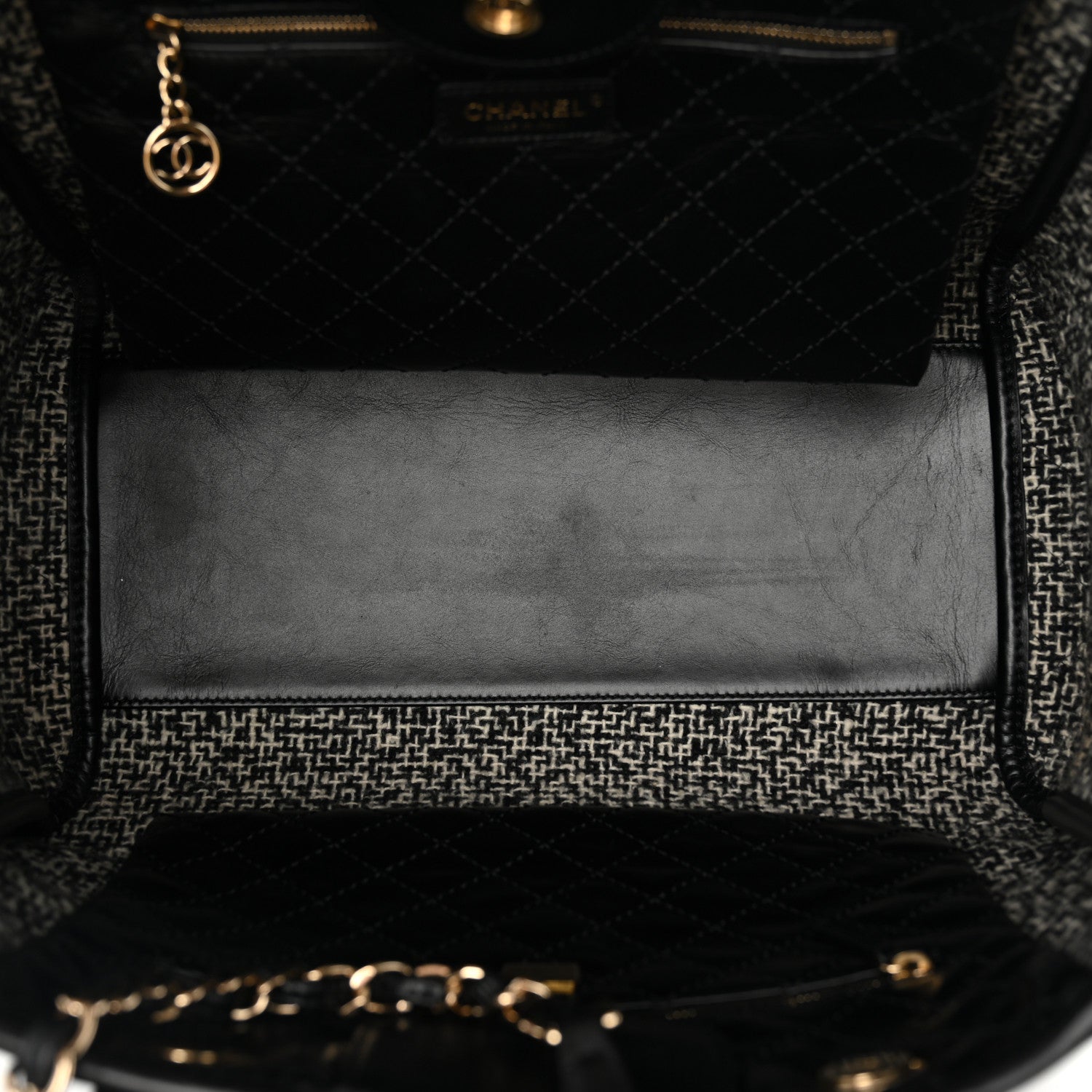 Chanel Calfskin Tweed Medium Deauville Tote Black Multicolor 6 of 13