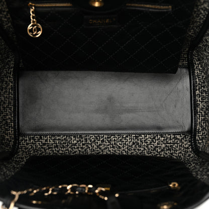 Chanel Calfskin Tweed Medium Deauville Tote Black Multicolor 6 of 13