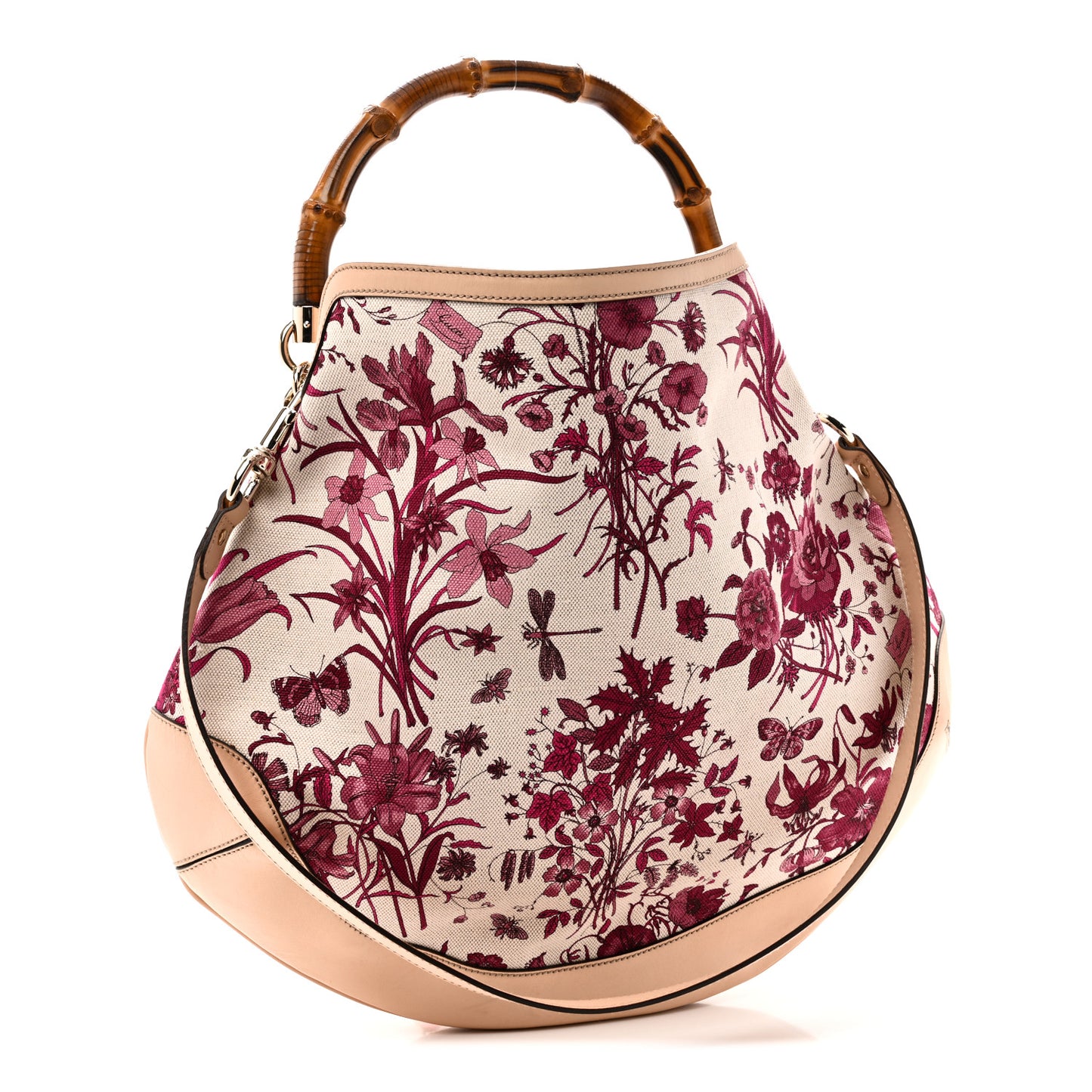 Canvas Floral Flora Peggy Bamboo Top Handle Hobo