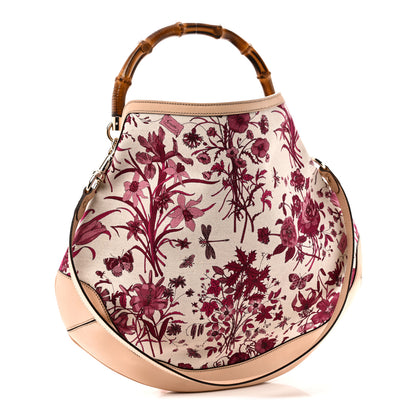 Gucci Canvas Floral Flora Peggy Bamboo Top Handle Hobo 3 of 10