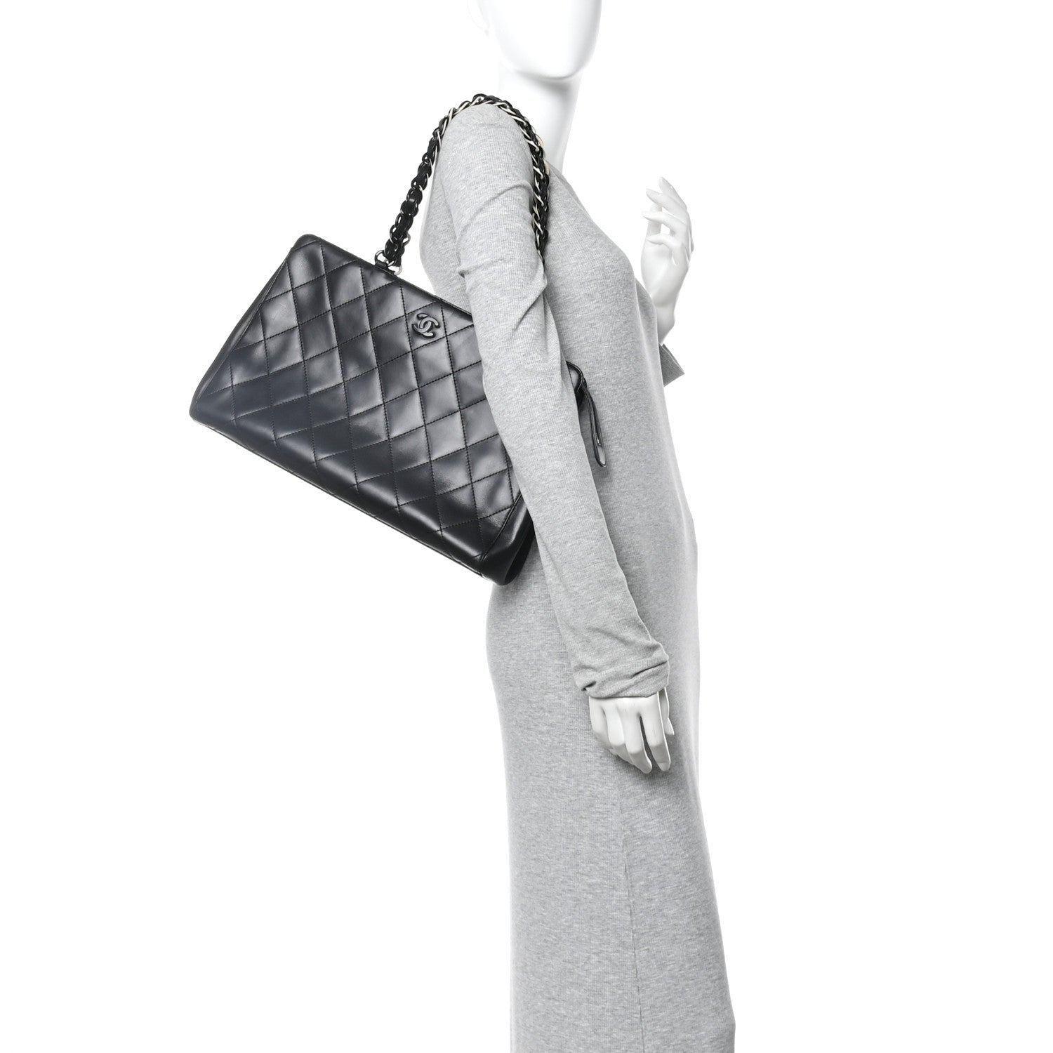 Chanel Lambskin Bekko Chain Large Shoulder Bag Black 2 of 11