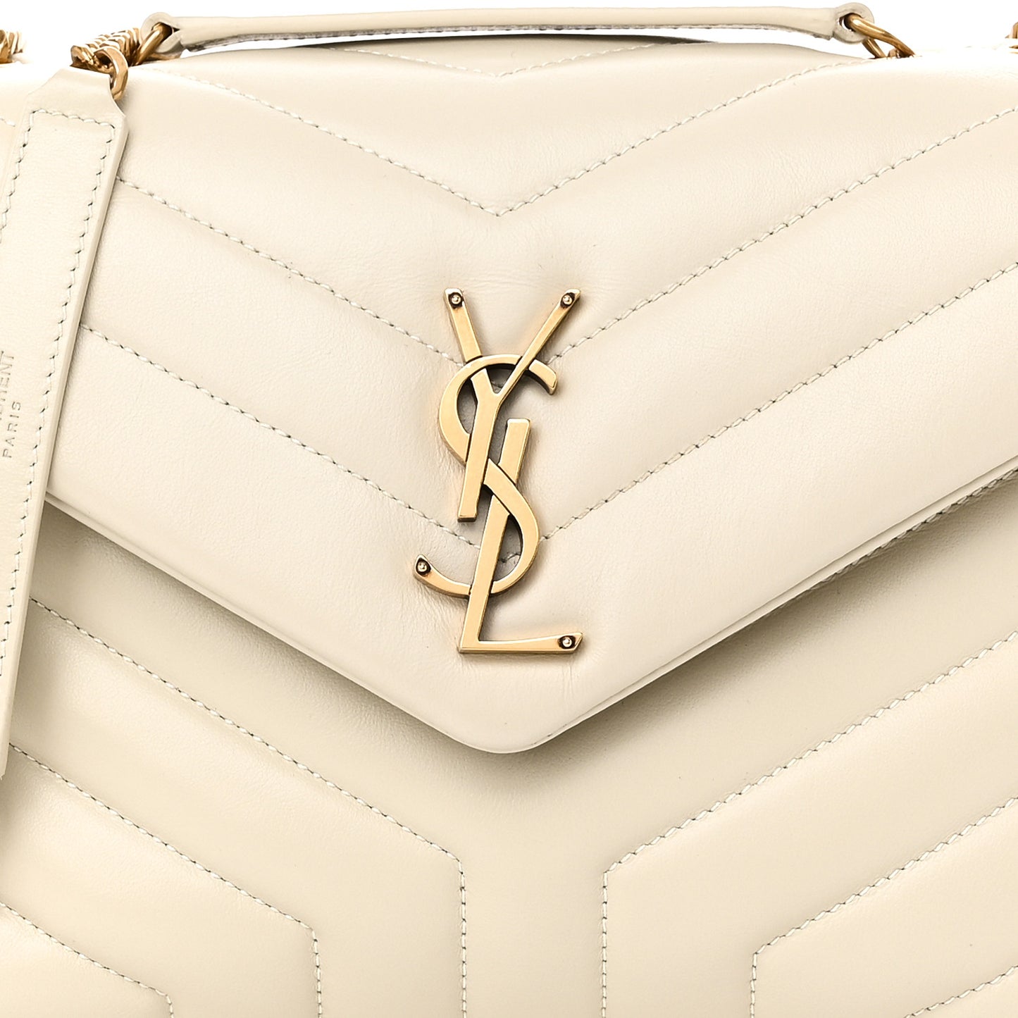 Calfskin Y Quilted Monogram Small Loulou Chain Satchel Crema Soft
