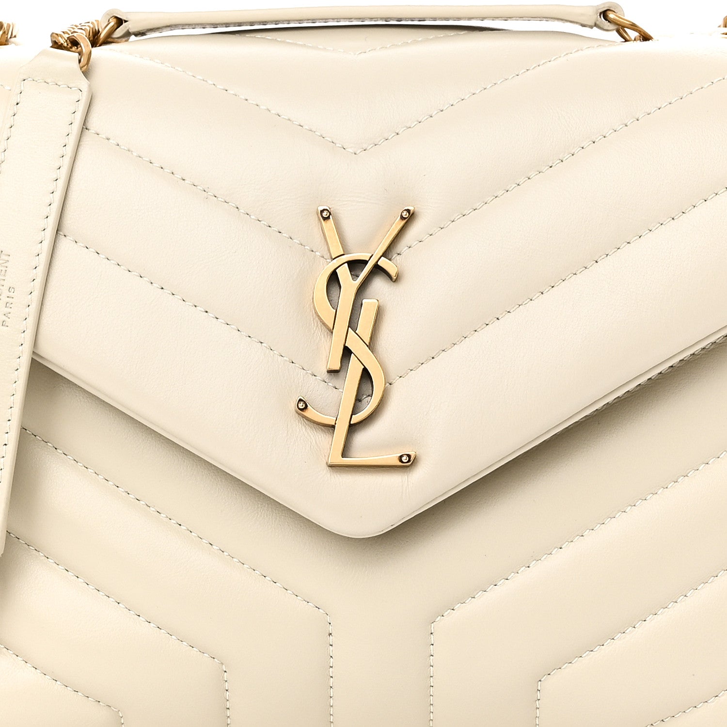 Saint Laurent Calfskin Y Quilted Monogram Small Loulou Chain Satchel Crema Soft 7 of 9