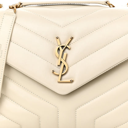 Saint Laurent Calfskin Y Quilted Monogram Small Loulou Chain Satchel Crema Soft 7 of 9