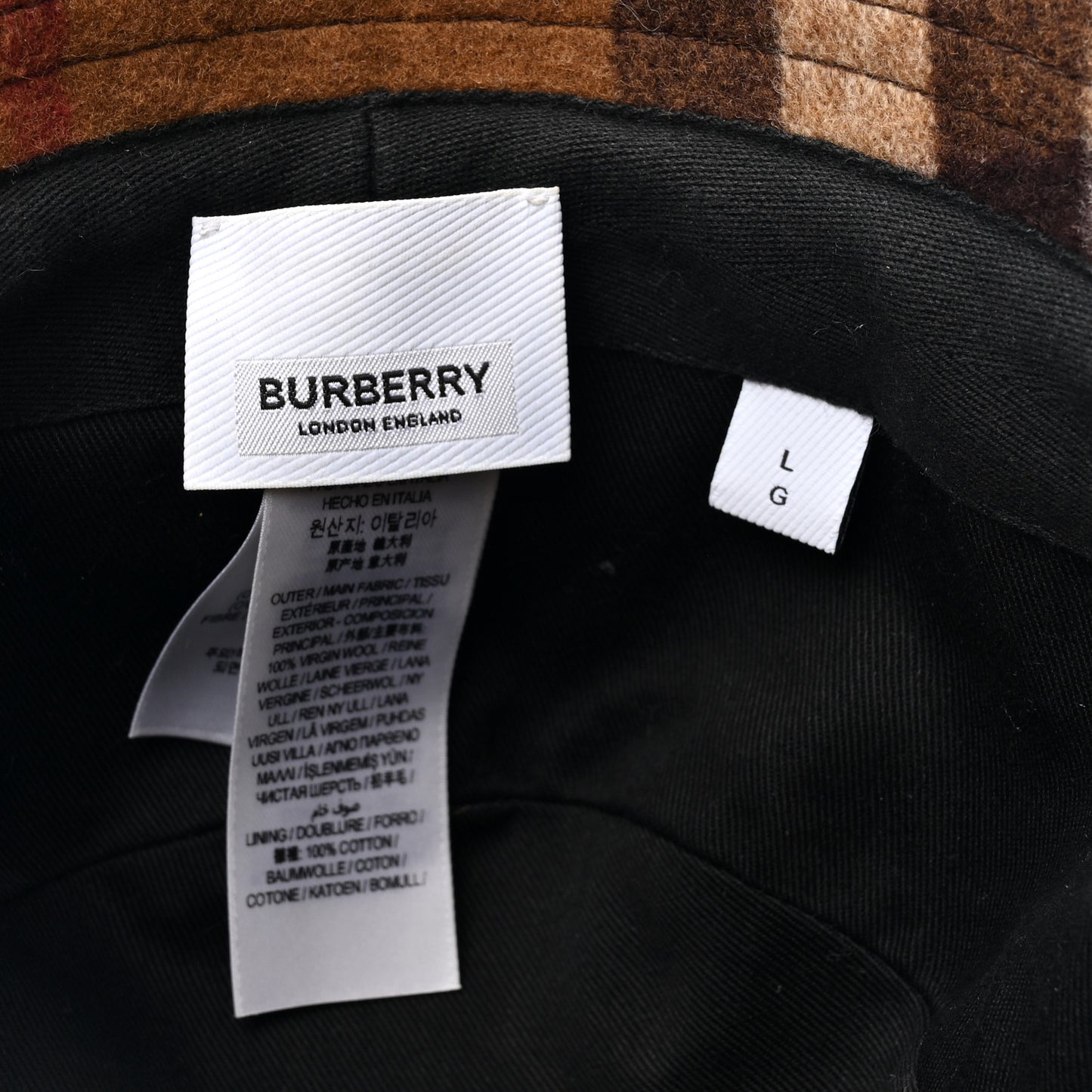 Wool Check Bucket Hat L
