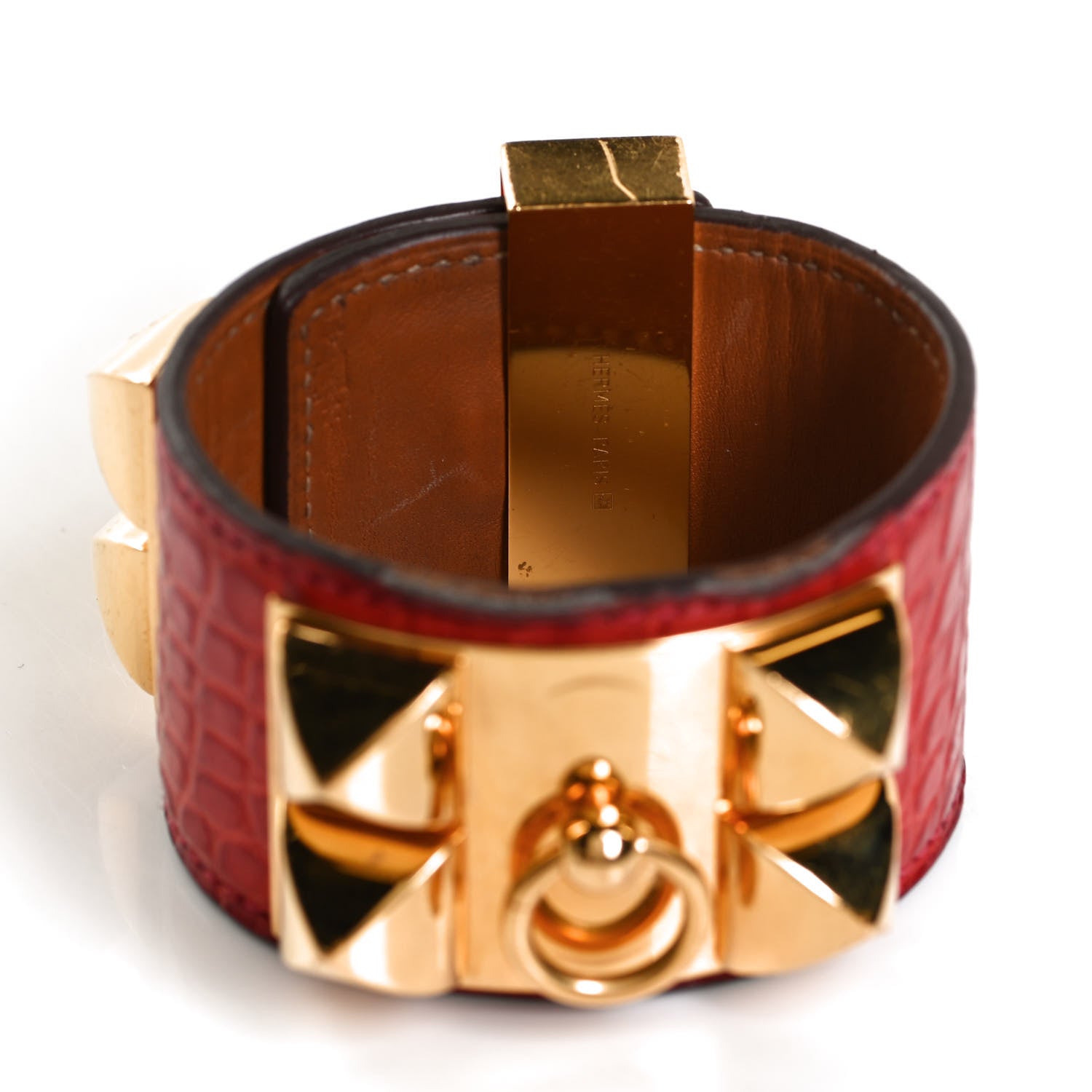 Hermes Matte Alligator Collier De Chien CDC Bracelet S Geranium 3 of 5