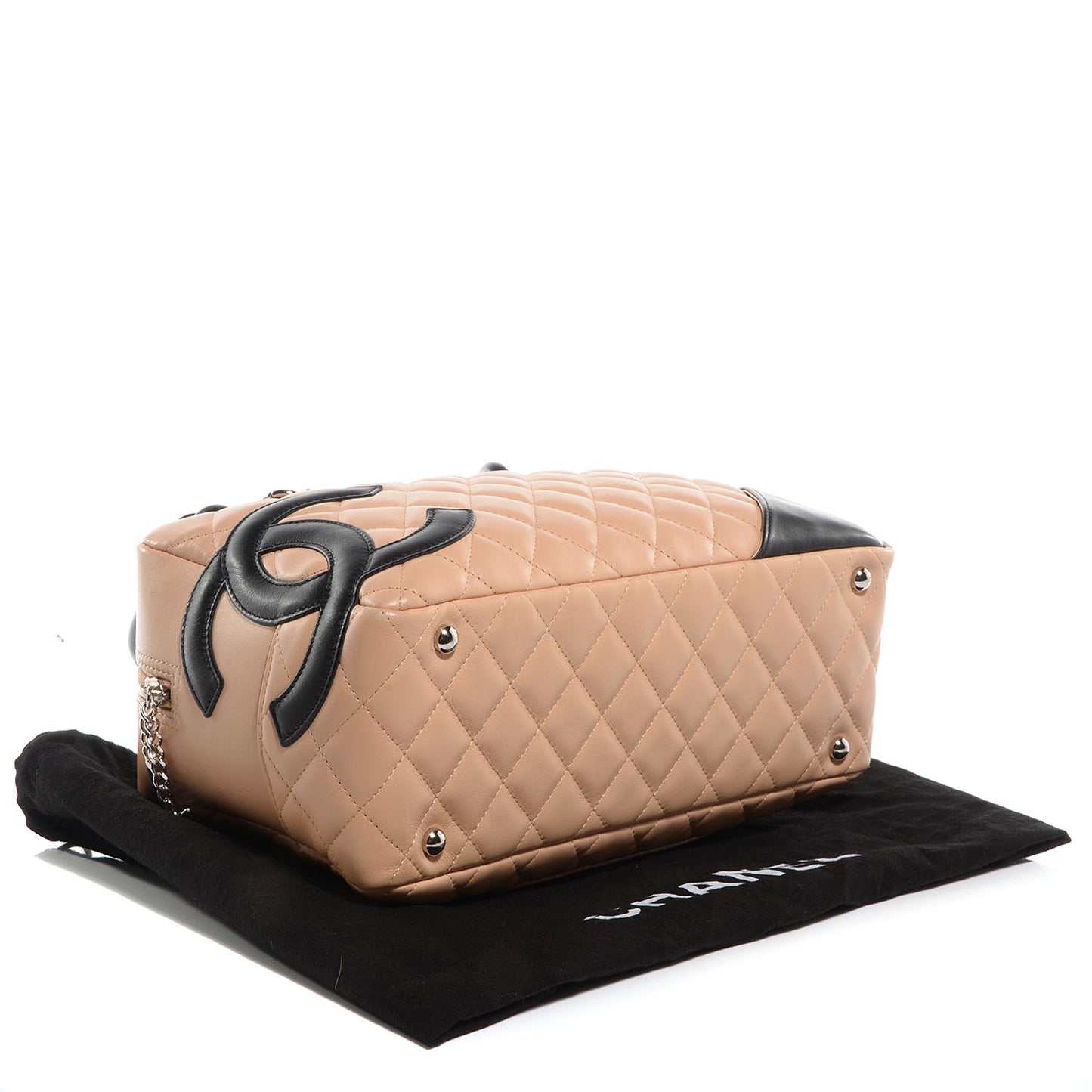 Calfskin Quilted Large Cambon Bowler Beige Black